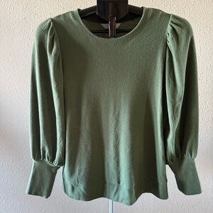LC Lauren Conrad Top Balloon Sleeve Olive Green Soft Pullover Women’s Size M